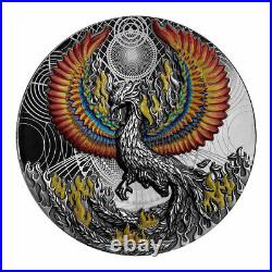 2021 Niue Burning Phoenix Black Proof 2oz. 999 silver coin Only 500 made