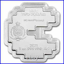 2021 Niue Colorized 1 oz Silver $2 PAC-MAN Shaped Coin SKU#238235