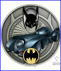 2021 Niue DC Comics 1989 Batmobile 1 oz Silver Colorized Proof Coin New in Box