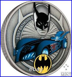 2021 Niue DC Comics 1997 Batmobile 1 oz Silver Colorized Proof Coin New in Box
