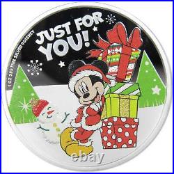 2021 Niue Disney Mickey Mouse Christmas Ornament Coin 1 oz. 999 Silver Proof COA