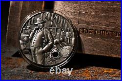 2021 Niue Gangsters Al Capone 2 oz Silver Coin Mintage 500 + Wooden Display Box
