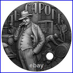 2021 Niue Gangsters Al Capone 2 oz Silver Coin Mintage 500 + Wooden Display Box