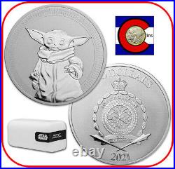 2021 Niue Grogu Baby Yoda Star Wars $2 1 oz BU Silver Coin - Tube of 20 Coins