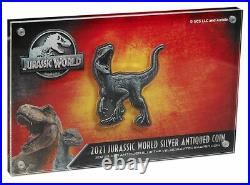 2021 Niue Jurassic World Blue The Velociraptor 2 oz Silver Coin 600 Mintage