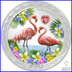 2021 Niue Love Is Precious FLAMINGOS Silver Coin 1 oz