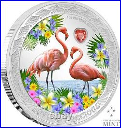 2021 Niue Love Is Precious FLAMINGOS Silver Coin 1 oz