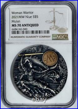 2021 Niue MULAN 3rd Issue Woman Warrior Series 2 Oz UHR Silver Coin $5 NGC MS 70
