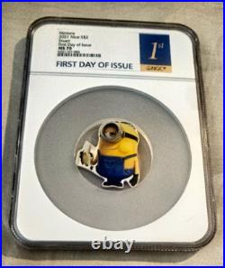 2021 Niue Minions Stuart 1 oz Silver $2 NGC MS70 First Day of Issue 2021 Niue Minions Stuart 1 oz Silver $2 NGC MS70 First Day of Issue
