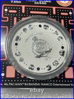 2021 Niue Ms. Pac-Man Colorized 1 oz. 999 Silver Coin in TEP 40th Anniversary
