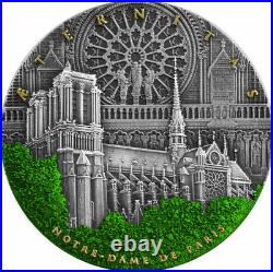 2021 Niue Notre Dame Cathedral Antique Colorized HR 2 oz Silver Coin by Germania