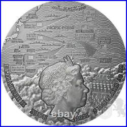 2021 Niue Sea Battles The Battle of Midway 2oz Silver Antiqued Coin