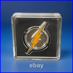 2021 Niue Silver $2 DC Comics The Flash Logo Emblem Coin Colorized NGC PR PF 70