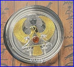2021 Niue Silver Falcon Proof Tutankhamun Jewel Coin 500 Minted Queen Elizabeth