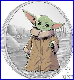 2021 Niue Star Wars Mandalorian THE CHILD 1 oz Colorized Silver Coin Yoda Grogu