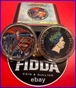 2021 Niue Superman Glowing Kryptonite Crown Edition 1 oz Silver Coin 250 made