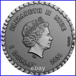 2021 Niue The Princess and The Pea 1 oz Silver Antiqued in OGP and COA Mint 1000