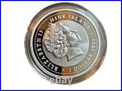 2021 Niue Tree of Luck $1 Amethyst Gemstone 1 Oz Silver Coin Proof ULTRA RARE
