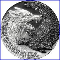 2021 Niue Two Wolves 1 oz Silver Antique Coin