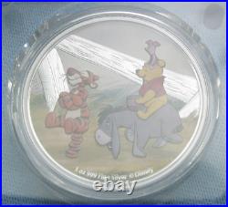2021 Niue Winnie the Pooh & Friends 1 oz Silver Coin Color Disney with box & COA