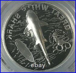 2021 Palau $5 GREAT WHITE SHARK UHR Silver Proof PCGS PR70 FIRST DAY OF ISSUE