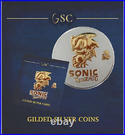 2021 Silver Sonic The Hedgehog Niue 1Oz. 999 24k Gilded Bullion Coin Edition