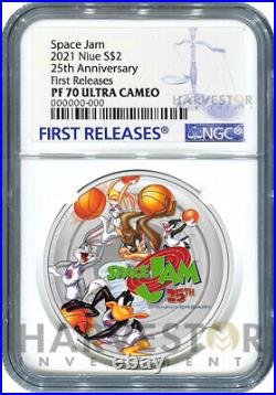 2021 Space Jam 25th Anniversary 1 Oz. Silver Coin Ngc Pf70 First Releases