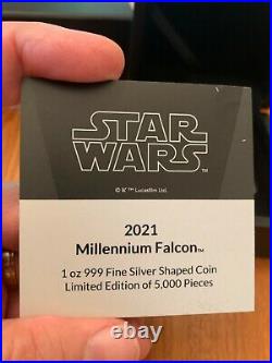 2021 Star Wars Millennium Falcon Shaped 1 oz Proof Silver Coin Niue $2