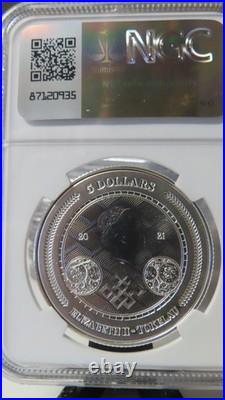 2021 TOKELAU Chronos Clock Time Silver 1oz NGC MS69. Low Population Graded