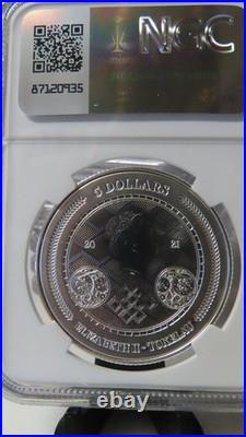 2021 TOKELAU Chronos Clock Time Silver 1oz NGC MS69. Low Population Graded