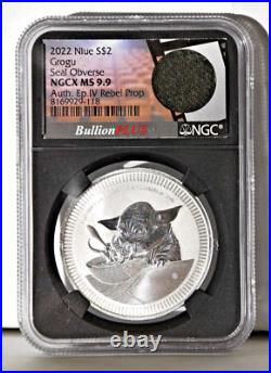 2022 $2 NIUE 1 oz SILVER STAR WARS GROGU NGC MS9.9 BULLION PLUS FILM SERIES CELL