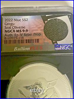 2022 $2 NIUE 1 oz SILVER STAR WARS GROGU NGC MS9.9 BULLION PLUS FILM SERIES CELL