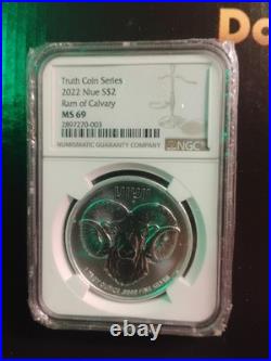 2022 $2 Niue Ram of Calvary 1 oz 9999 Silver Truth Coin Series NGC MS 70 Q3214