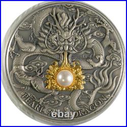 2022 2 oz Antique Niue Silver Pearl and Dragon Coin Mintage of 500
