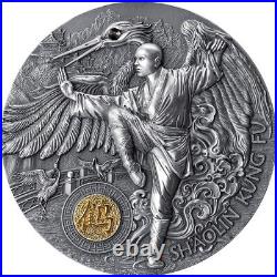 2022 2 oz Antique Niue Silver Shaolin Kung Fu Crane Martial Arts Style Coin