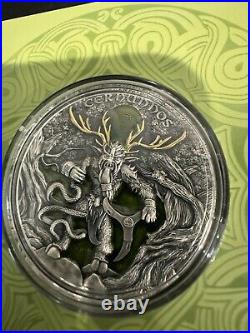 2022 $5 Niue Horned God CERNUNNOS Antique Finish 2 Oz Silver Coin COA