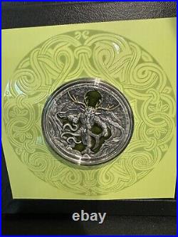 2022 $5 Niue Horned God CERNUNNOS Antique Finish 2 Oz Silver Coin COA