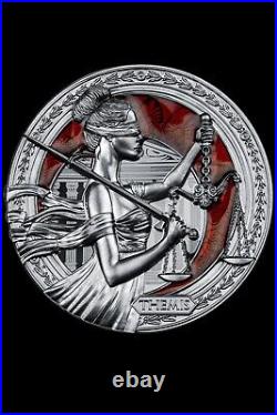 2022 Greek Goddess Themis 1 OZ Silver Black Proof Coin Niue