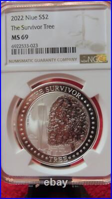 2022 NIUE $2 The Survivor Tree MS69 NGC. 999 Silver 1 Oz AG RARE 2022 NIUE $2 The Survivor Tree MS69 NGC. 999 Silver 1 Oz AG RARE