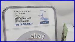 2022 NIUE S$2 YODA NGC PF70 Ultra Cameo, STAR WARS. 999 Silver
