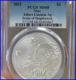 2022 Niue 1 oz. 999 Silver Icons Einstein pcgs MS 68 Albert Einstein