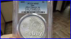 2022 Niue 1 oz. 999 Silver Icons Einstein pcgs MS 68 Albert Einstein