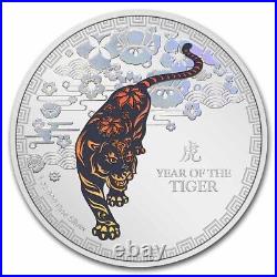 2022 Niue 1 oz Silver $2 Colorized Lunar Year of the Tiger SKU#236343