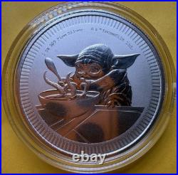 2022 Niue 1 oz Silver $2 Star Wars Grogu Baby Yoda BU Coin. 999 Fine IN Capsule
