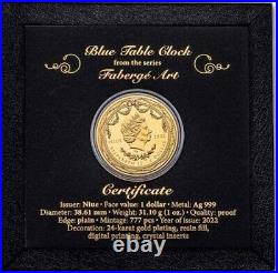 2022 Niue 1 oz Silver Proof Fabergé Blue Table Clock SOLD OUT EVERYWHERE ELSE