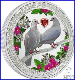 2022 Niue $2 1oz Proof Silver DOVES Love Is Precious Mintage 3000