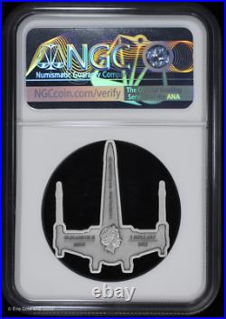 2022 Niue $2 Star Wars X-Wing Shaped Fighter 1 oz Silver Coin NGC MS 70 Antiqued