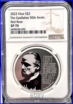 2022 Niue $2 The Godfather 50th Anniversary Red Rose 1 oz Silver Coin NGC SP 70