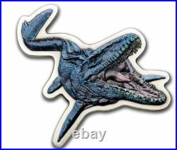 2022 Niue 2 oz Silver $5 Jurassic World Mosasaurus Shaped Coin