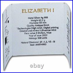 2022 Niue 2 oz Silver Antique Women Elizabeth I SKU#254953